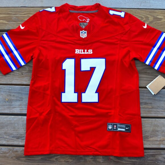 New!! Josh Allen New York Buffalo Bills RED Football Jersey Adult Men's Sizes - Picture 2 of 2